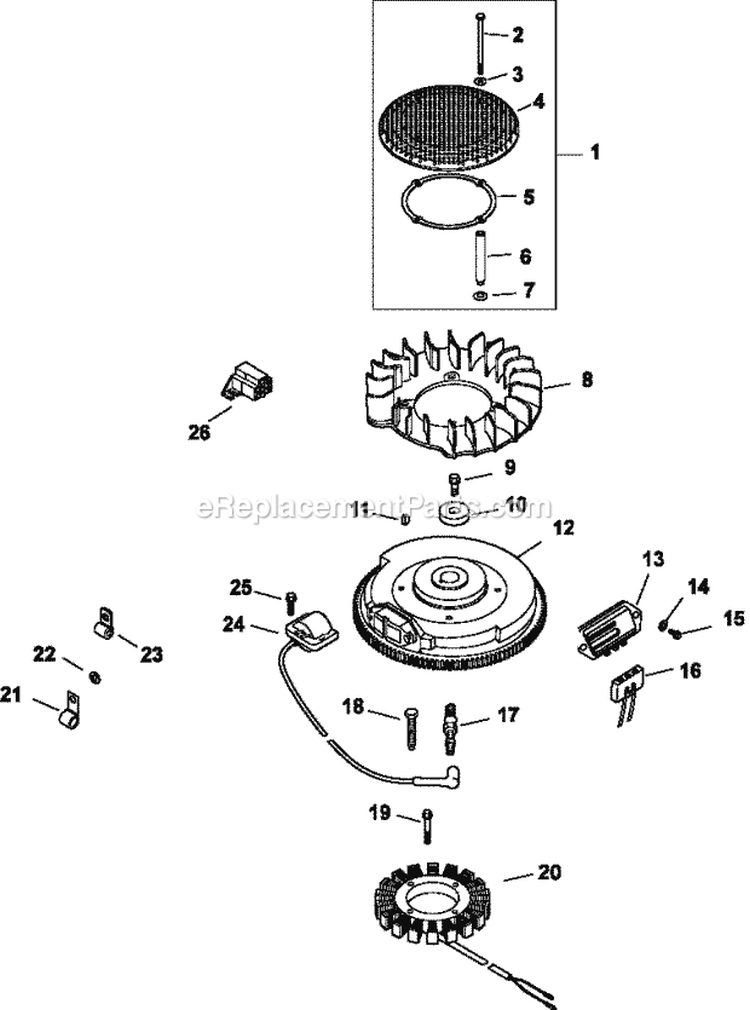 Page J Diagram and Parts List for CV20-65542  Kohler Engine