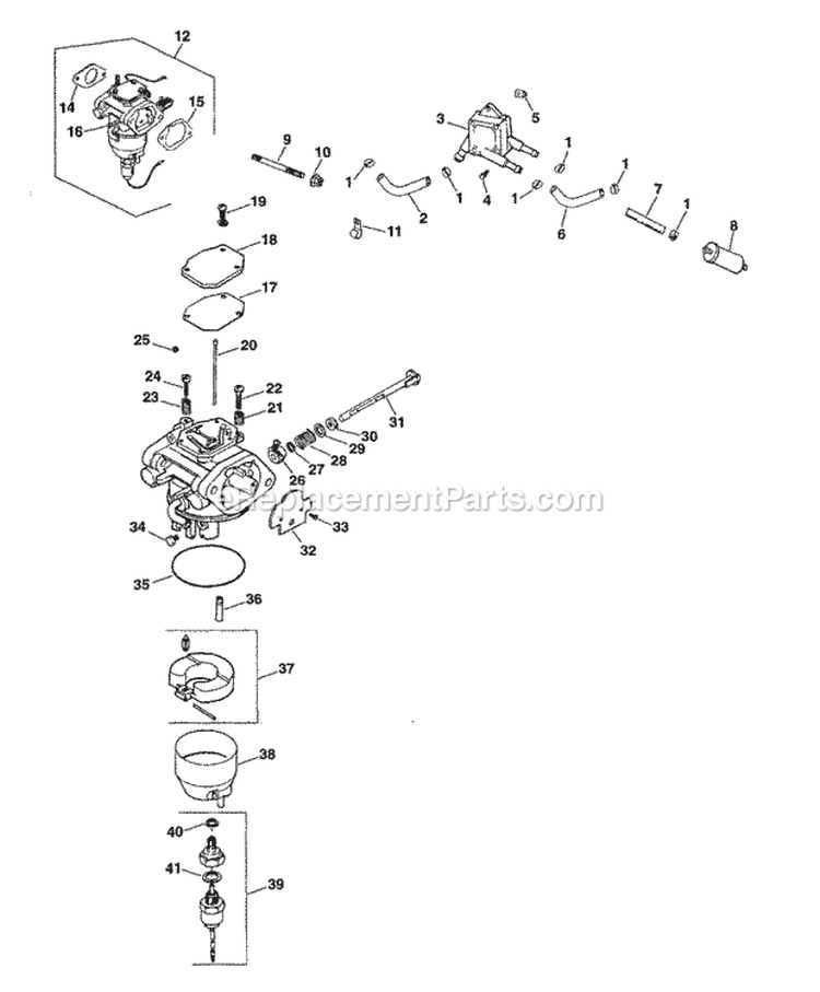 Page J Diagram and Parts List for CV25-69500  Kohler Engine