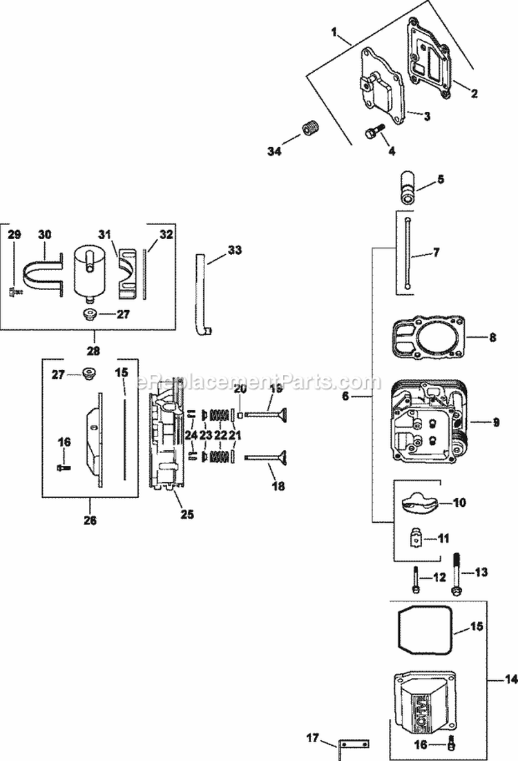 Page J Diagram and Parts List for CV20-65590  Kohler Engine