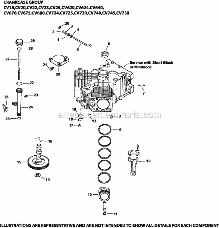 Page C Diagram and Parts List for CV20-65591  Kohler Engine