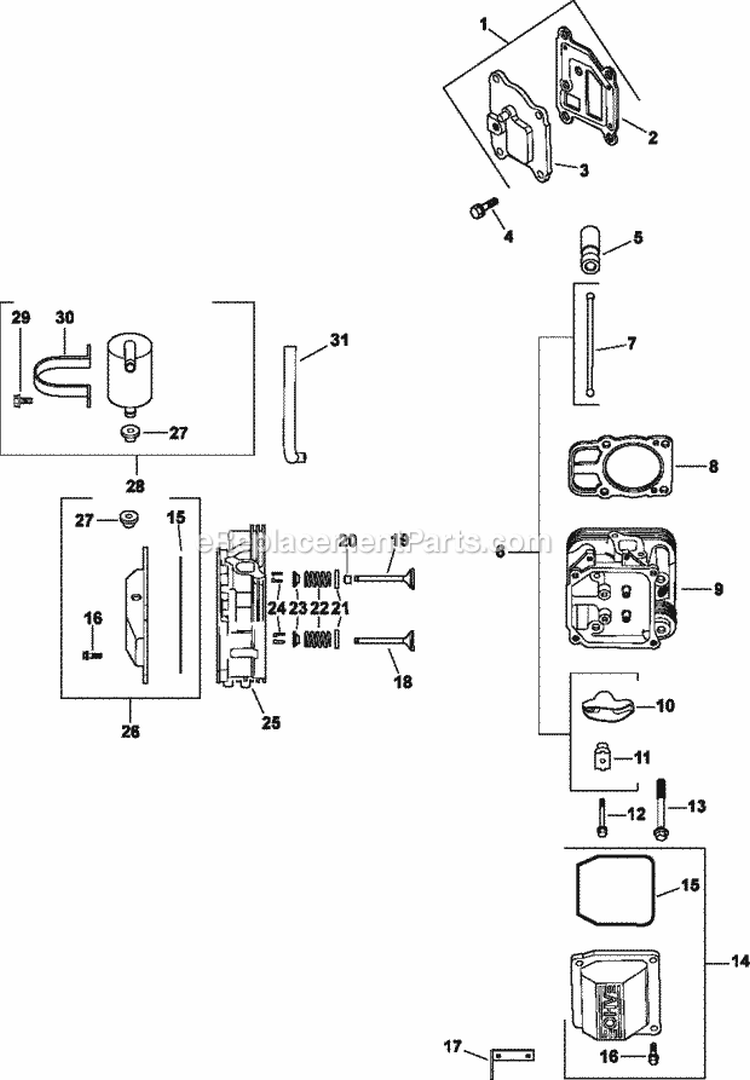 Page H Diagram and Parts List for CV22-67500  Kohler Engine
