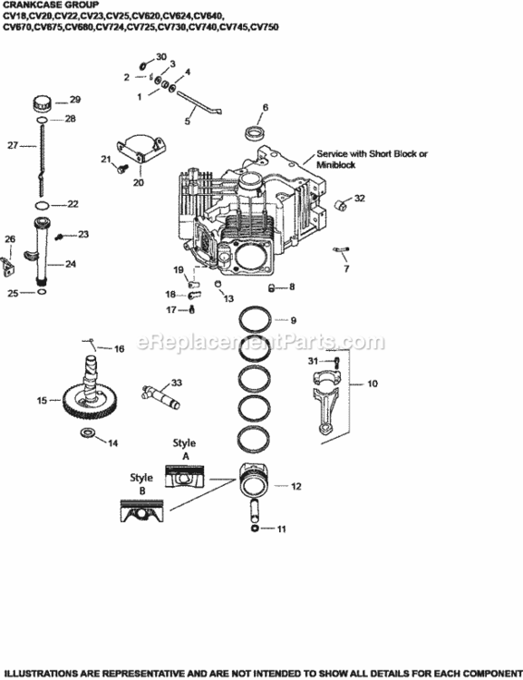 Crankcase_Group2-24-458_Cv18-750 Diagram and Parts List for CV640-3037  Kohler Engine