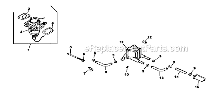 Fuel System Diagram and Parts List for CV674-75544  Kohler Engine