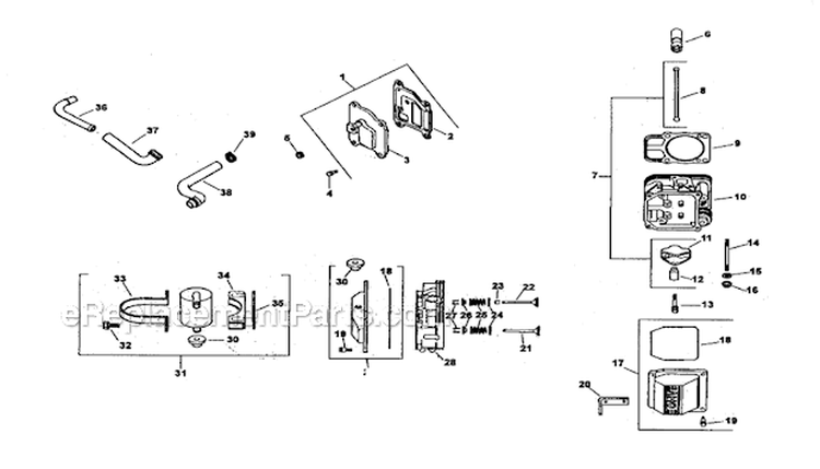 Cylinder HeadValveBreather Diagram and Parts List for CV674-75544  Kohler Engine