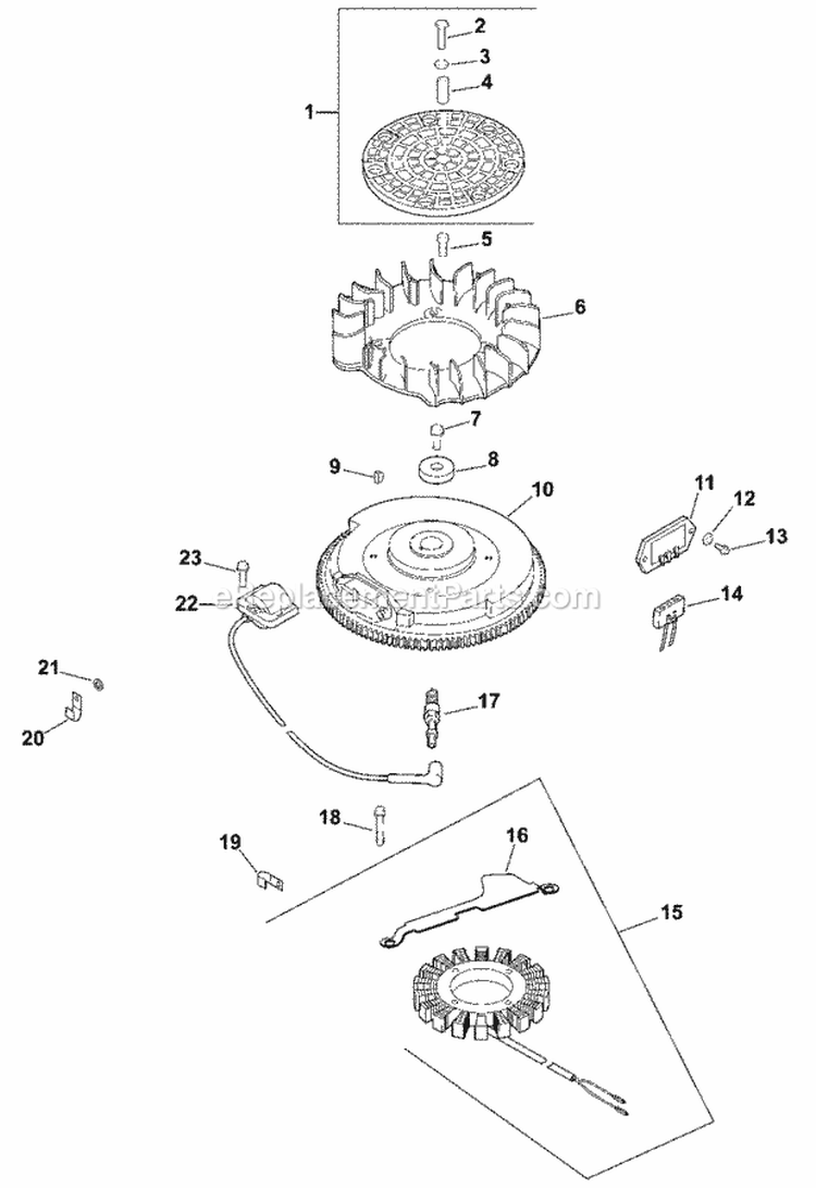 Page J Diagram and Parts List for CV20-65576  Kohler Engine
