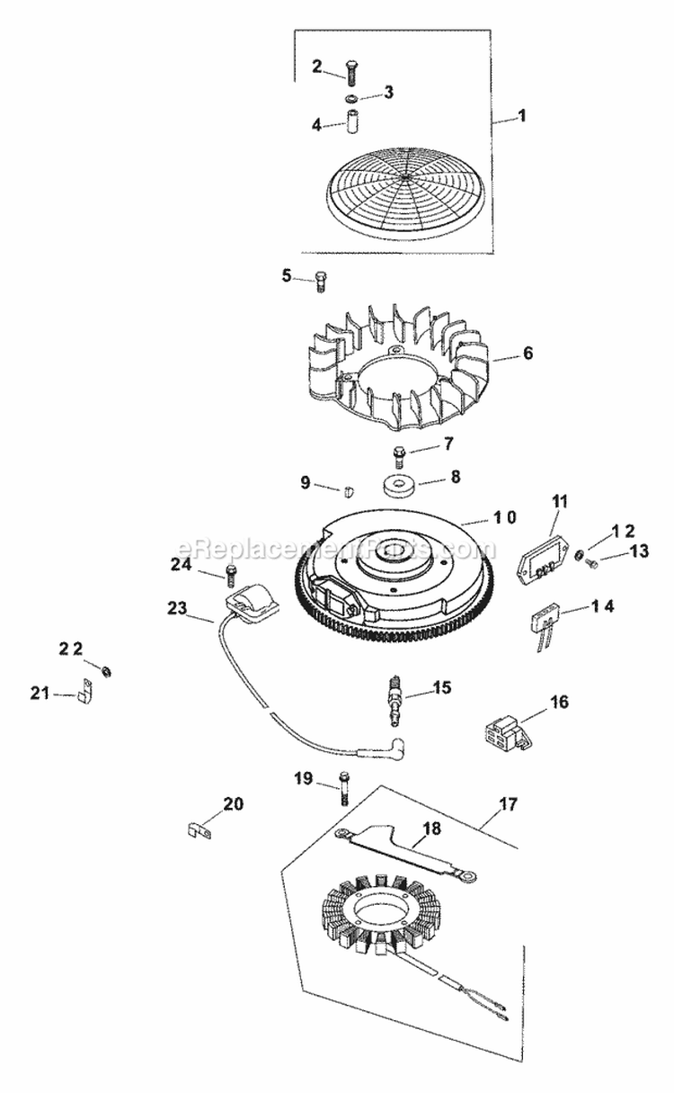 Page J Diagram and Parts List for CV20-65550  Kohler Engine