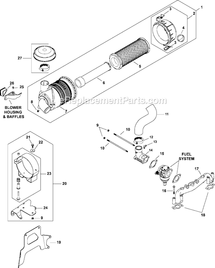 Page A Diagram and Parts List for CV680-3014  Kohler Engine