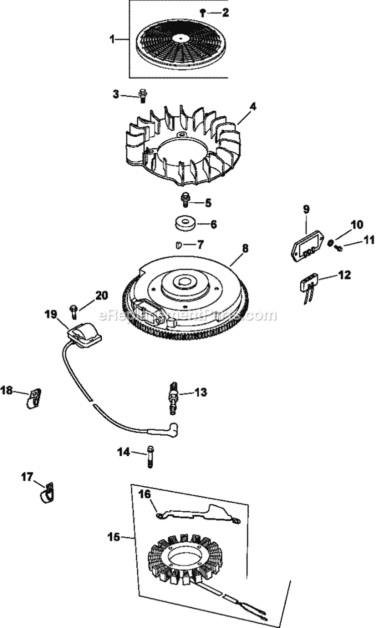Page J Diagram and Parts List for CV20-65613  Kohler Engine