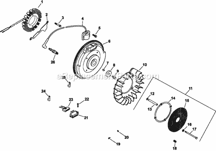 Page J Diagram and Parts List for CV20-65597  Kohler Engine