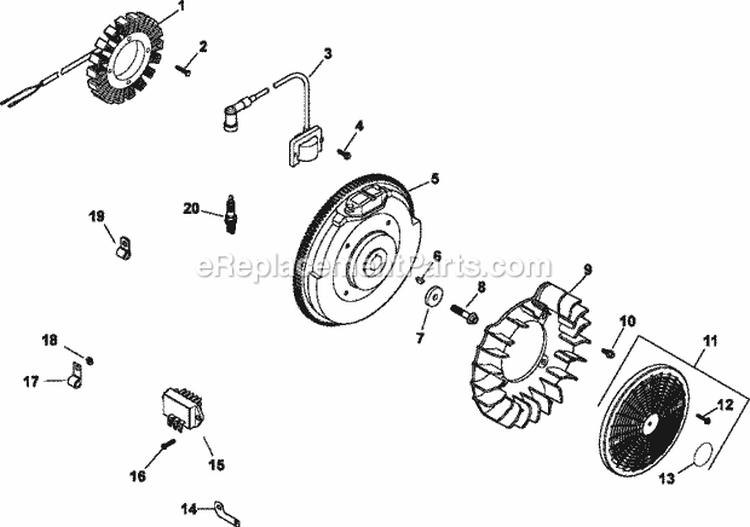 Page J Diagram and Parts List for CV680-3042  Kohler Engine