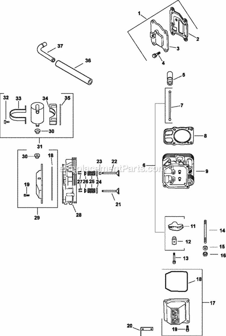 Page K Diagram and Parts List for CV23-75513  Kohler Engine