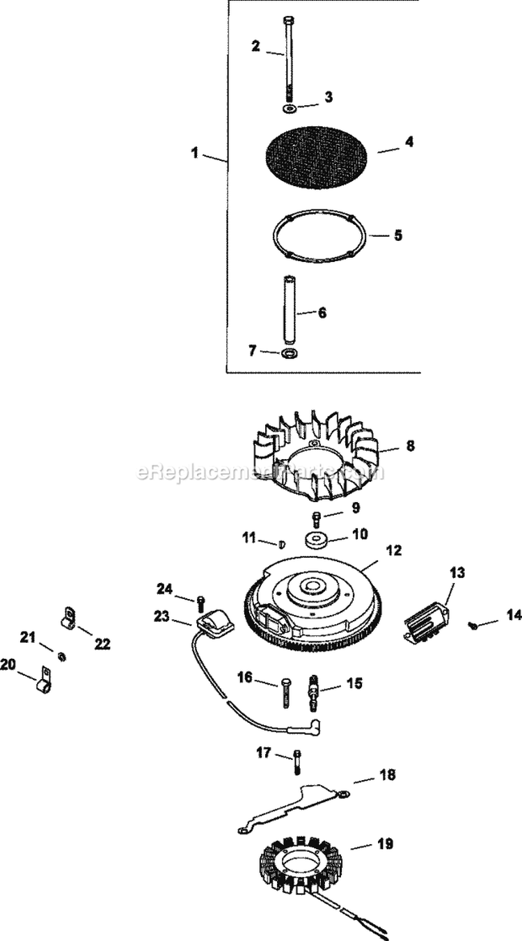 Page M Diagram and Parts List for CV23-75513  Kohler Engine
