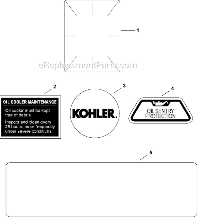Decals Diagram and Parts List for CV730-0006  Kohler Engine