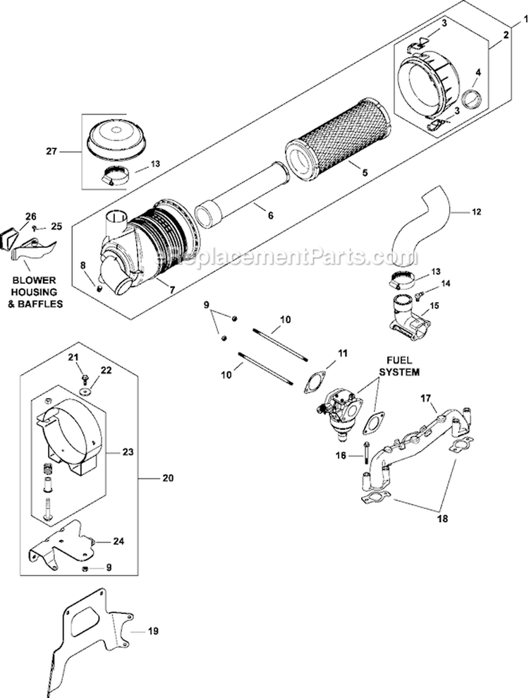 Page A Diagram and Parts List for CV730-0008  Kohler Engine