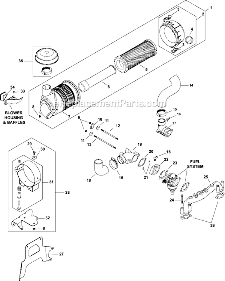 Page A Diagram and Parts List for CV730-0009  Kohler Engine