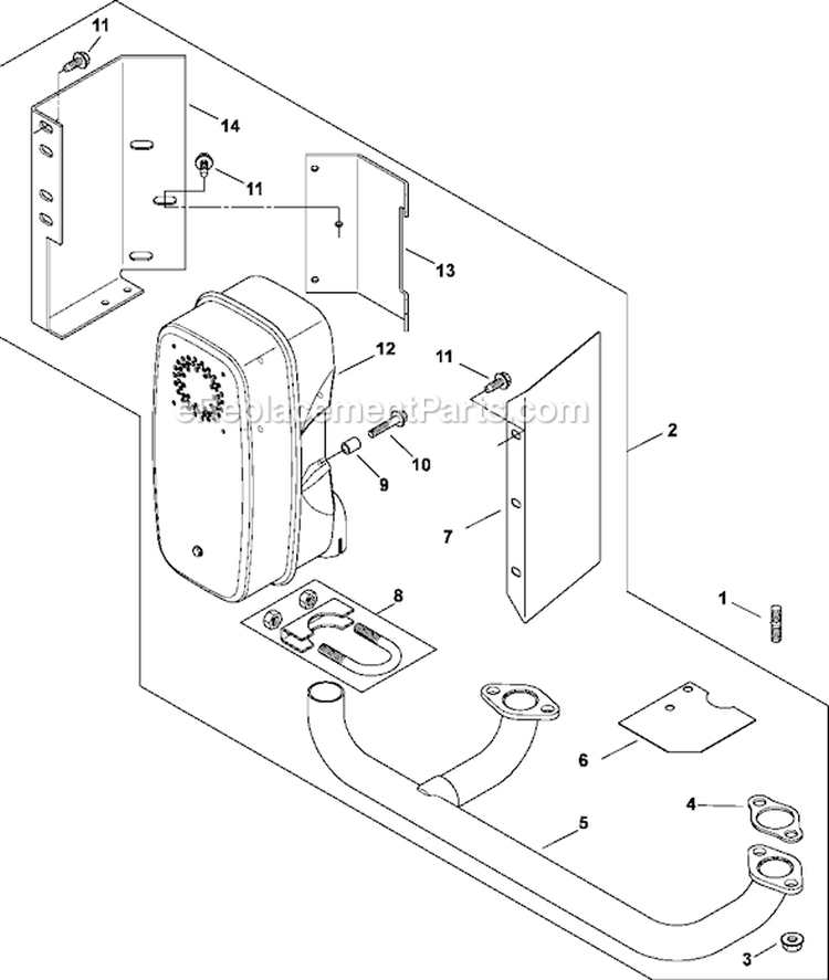 Exhaust Diagram and Parts List for CV730-0011  Kohler Engine