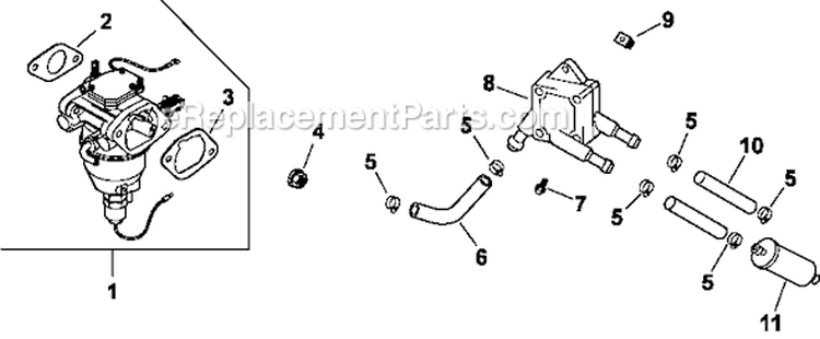 Fuel System Diagram and Parts List for CV730-0011  Kohler Engine