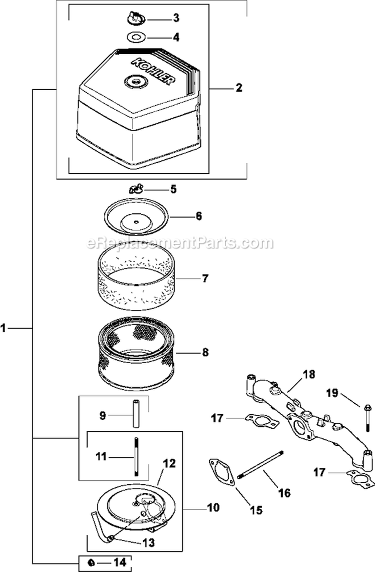 Page A Diagram and Parts List for CV730-0012  Kohler Engine
