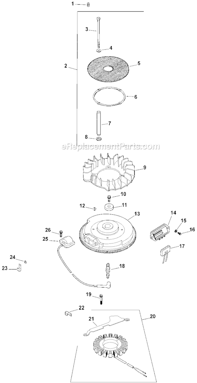 Page J Diagram and Parts List for CV730-0025  Kohler Engine