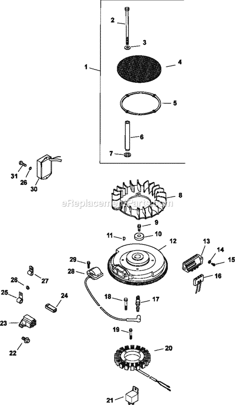 Page J Diagram and Parts List for CV740-0025  Kohler Engine