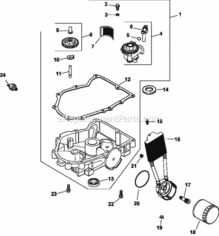 Page K Diagram and Parts List for CV740-0025  Kohler Engine