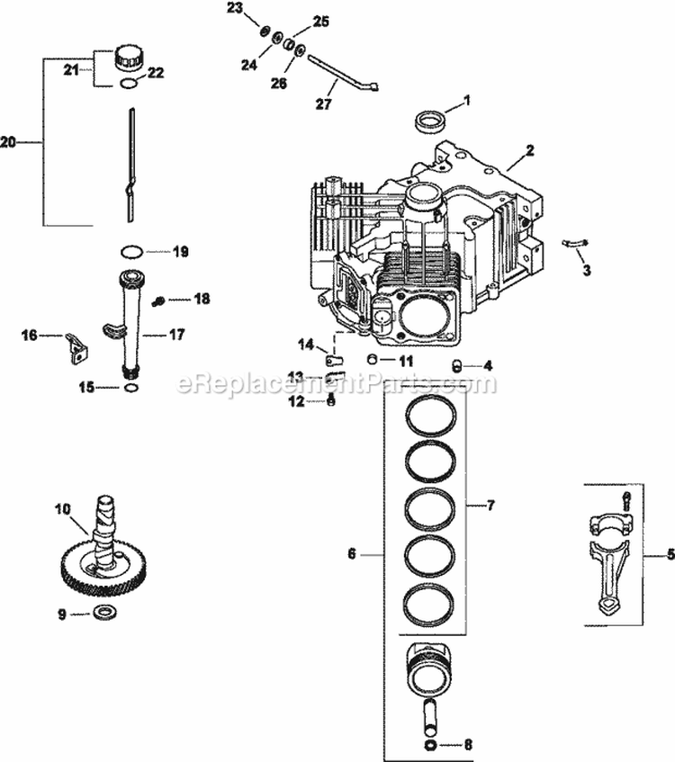 Page C Diagram and Parts List for CV740-0026  Kohler Engine