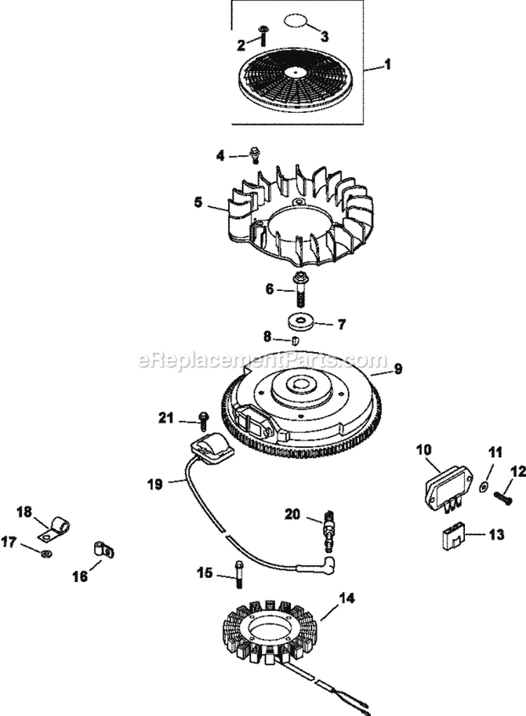 Page K Diagram and Parts List for CV20-65561  Kohler Engine