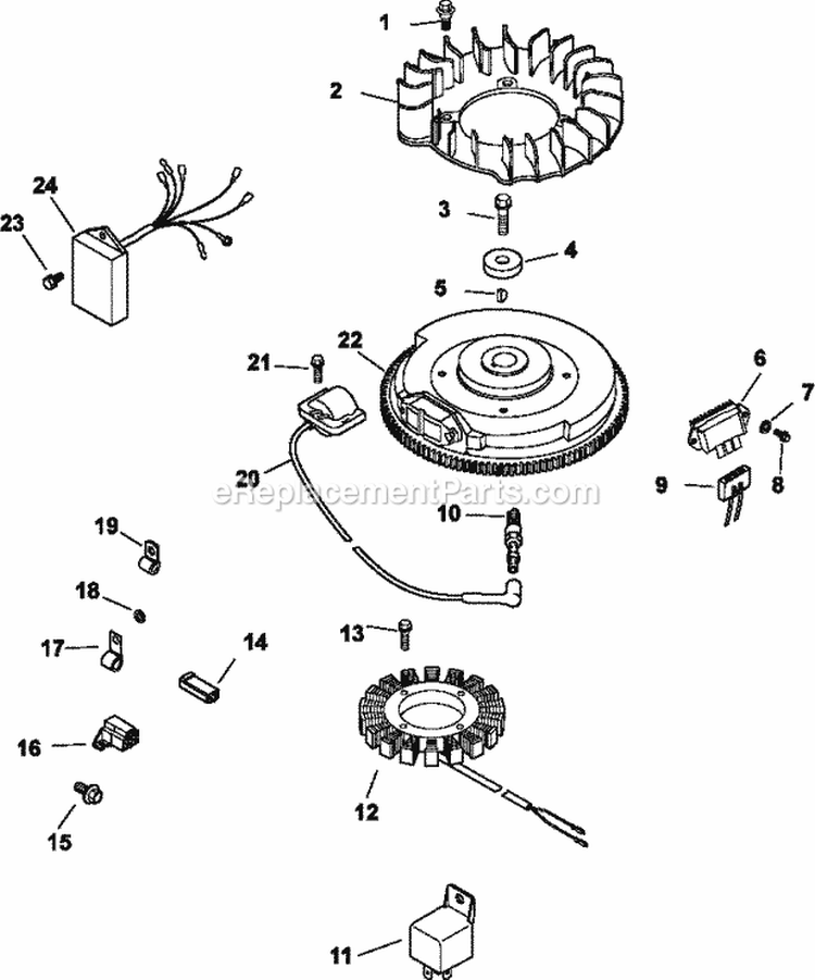 Page K Diagram and Parts List for CV740-0019  Kohler Engine
