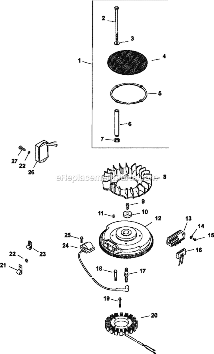 Page J Diagram and Parts List for CV740-3136  Kohler Engine