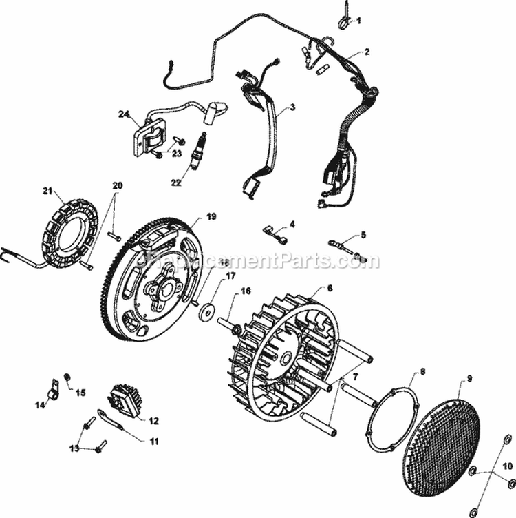 Page J Diagram and Parts List for CV740-0125  Kohler Engine