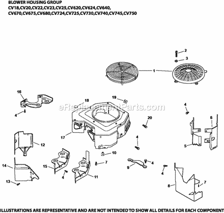 Page B Diagram and Parts List for CV22-67526  Kohler Engine