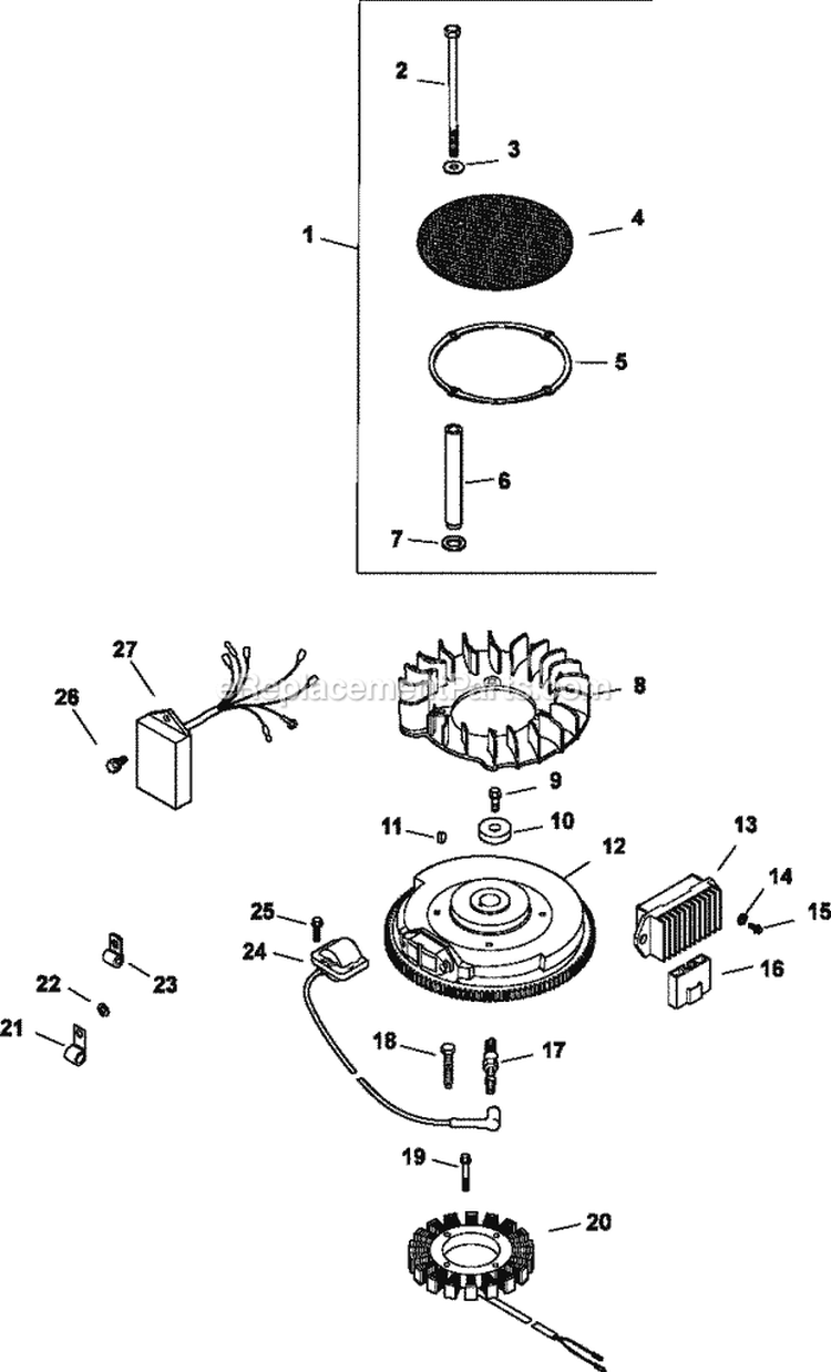 Page J Diagram and Parts List for CV750-0016  Kohler Engine