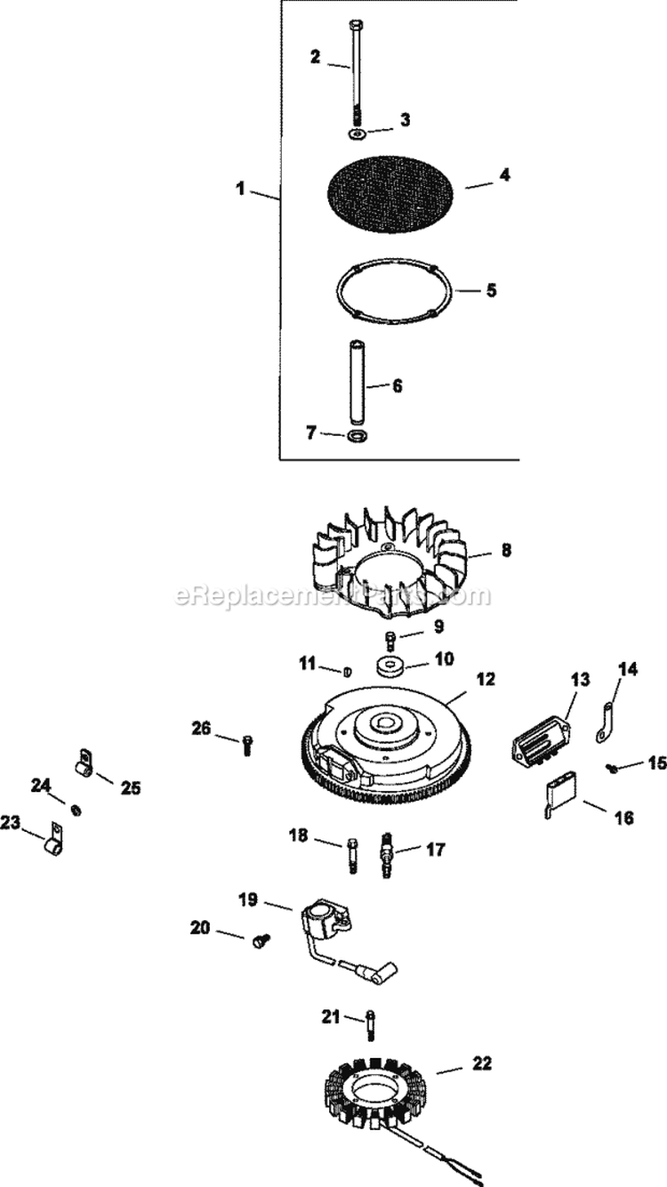 Page K Diagram and Parts List for CV750-0022  Kohler Engine