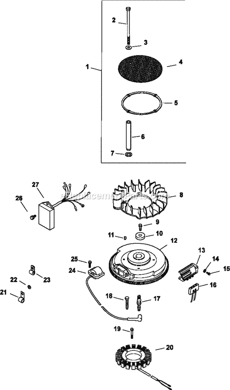 Page K Diagram and Parts List for CV750-0013  Kohler Engine