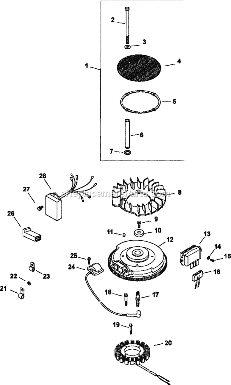 Page J Diagram and Parts List for CV750-0004  Kohler Engine