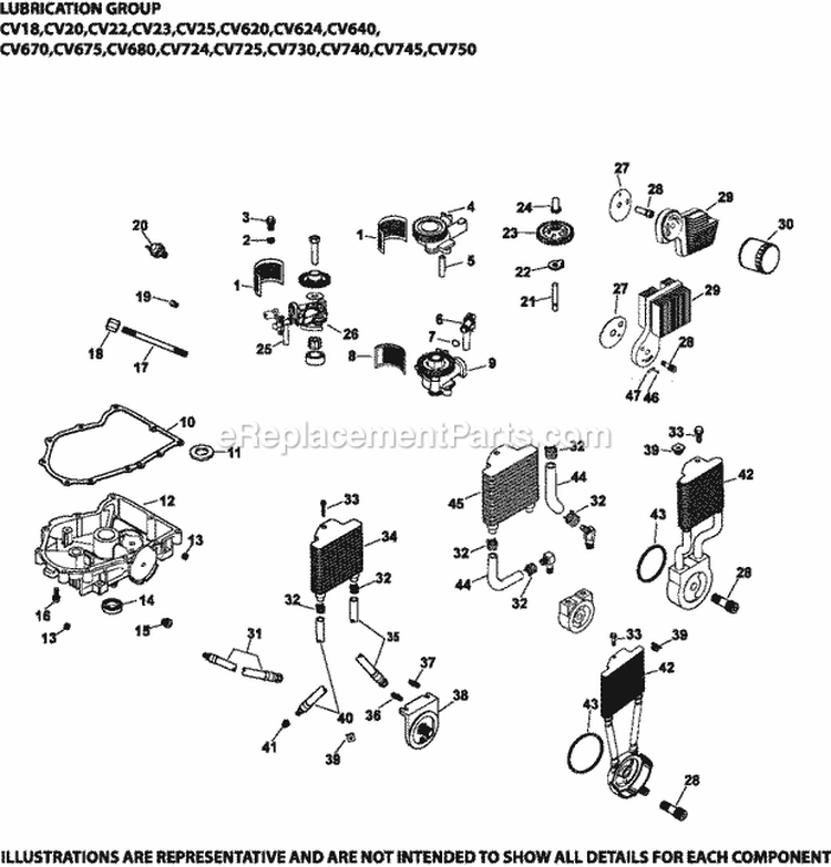 Page K Diagram and Parts List for CV640-0017  Kohler Engine