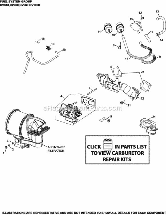 Fuel_System_8-62-2_Cv940-1000 Diagram and Parts List for CV980-0010  Kohler Engine
