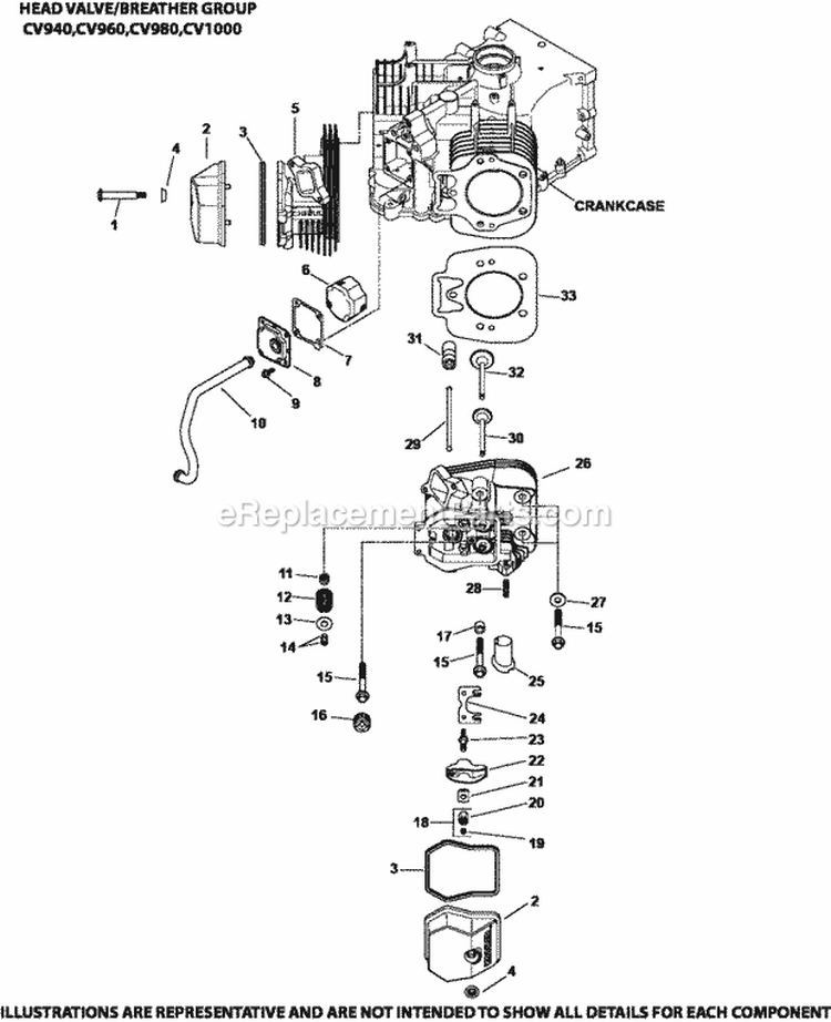 Page E Diagram and Parts List for CV980-2013  Kohler Engine