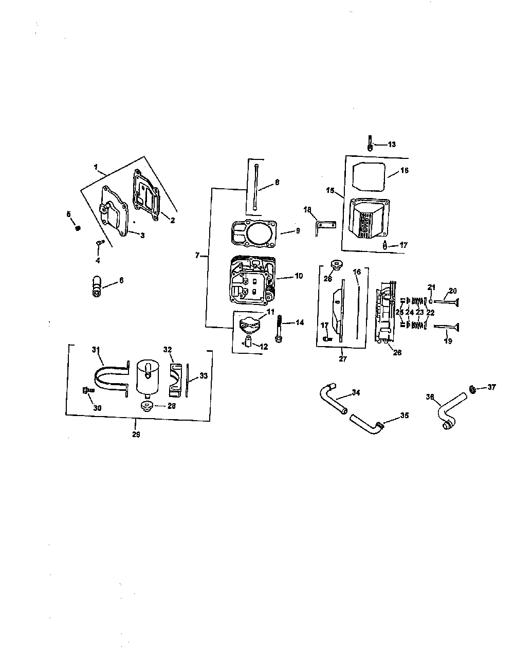 Cylinder head, valve and breather Diagram and Parts List for CV20S-65551  Kohler Engine