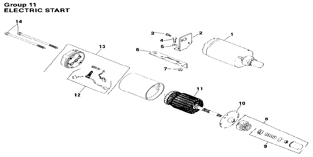 Electric start Diagram and Parts List for M8ST-301609  Kohler Engine