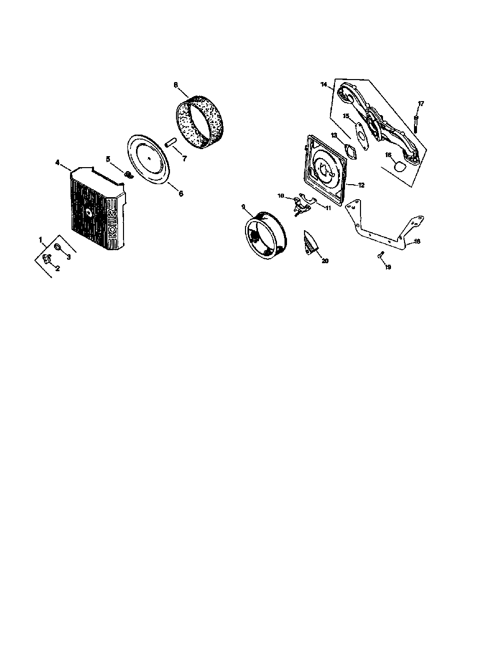 Air intake Diagram and Parts List for CV730S-0017  Kohler Engine