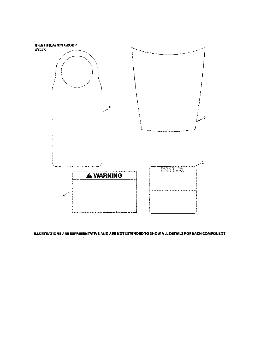Identification (decals) Diagram and Parts List for PH-XT675-2044  Kohler Engine