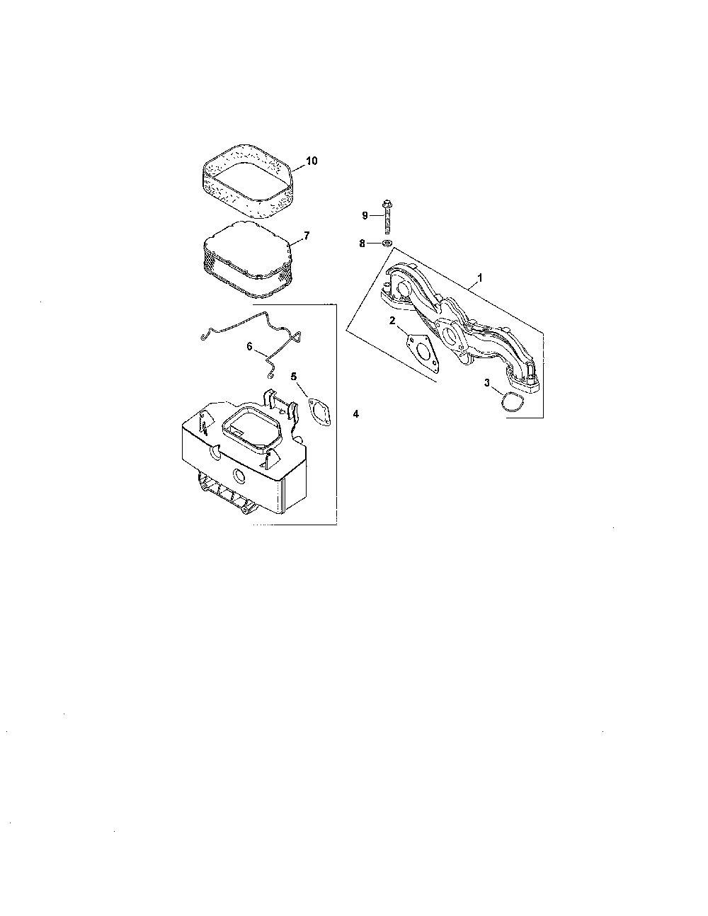 Air filter/intake manifold Diagram and Parts List for 752KSV7119  Kohler Engine