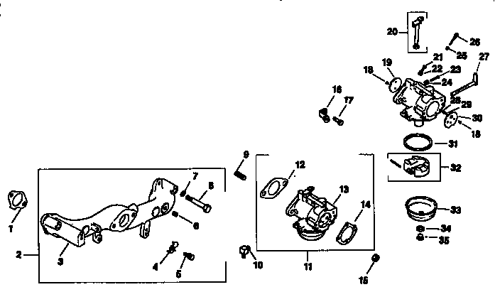 Carburetor Diagram and Parts List for MV205-57527  Kohler Engine