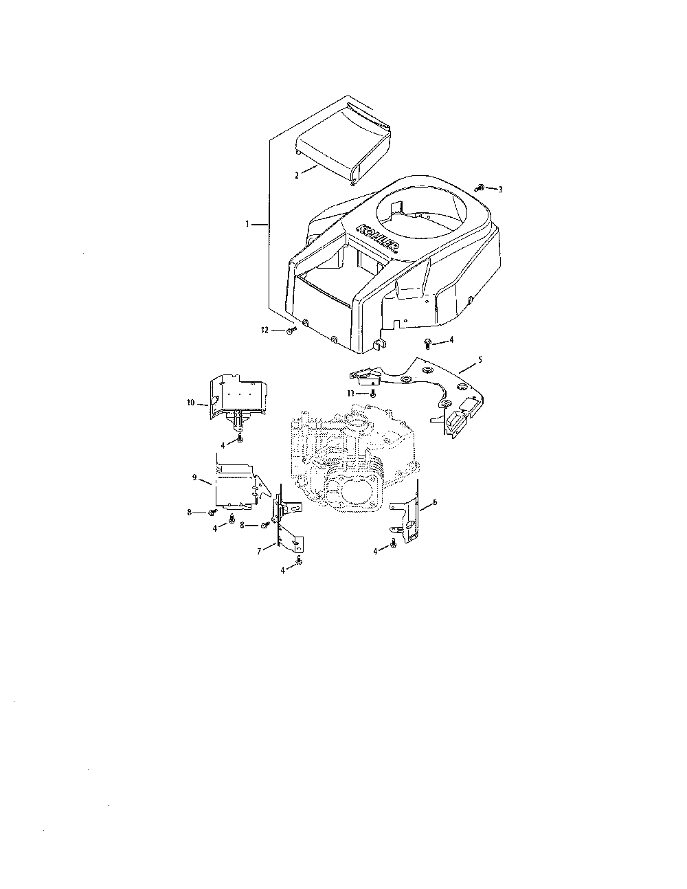 Blower housing/baffles Diagram and Parts List for 752KSV7410  Kohler Engine