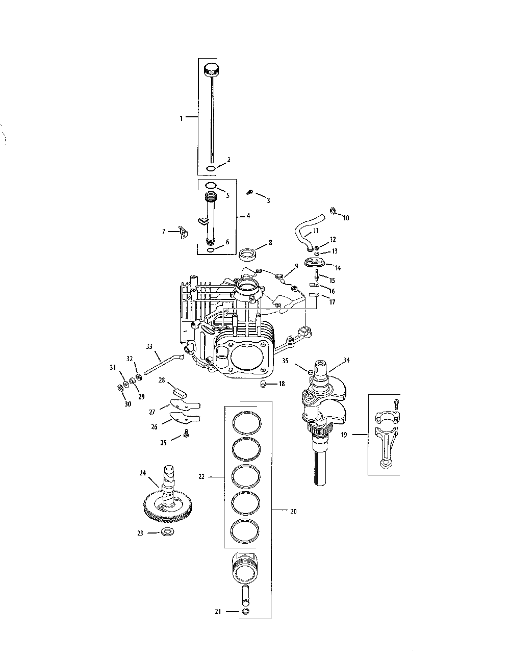 Crankshaft/crankcase Diagram and Parts List for 752KSV7311  Kohler Engine