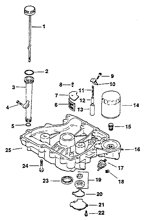Oil pan/lubrication Diagram and Parts List for CV125S-1438  Kohler Engine