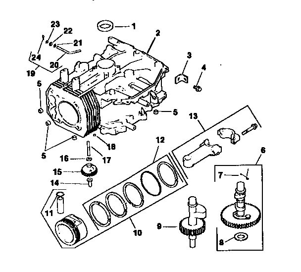 Crankcase Diagram and Parts List for CV15S-41566  Kohler Engine