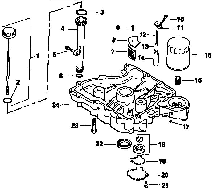 Oil Pan / Lubrication Diagram and Parts List for CV14S-PS1451  Kohler Engine