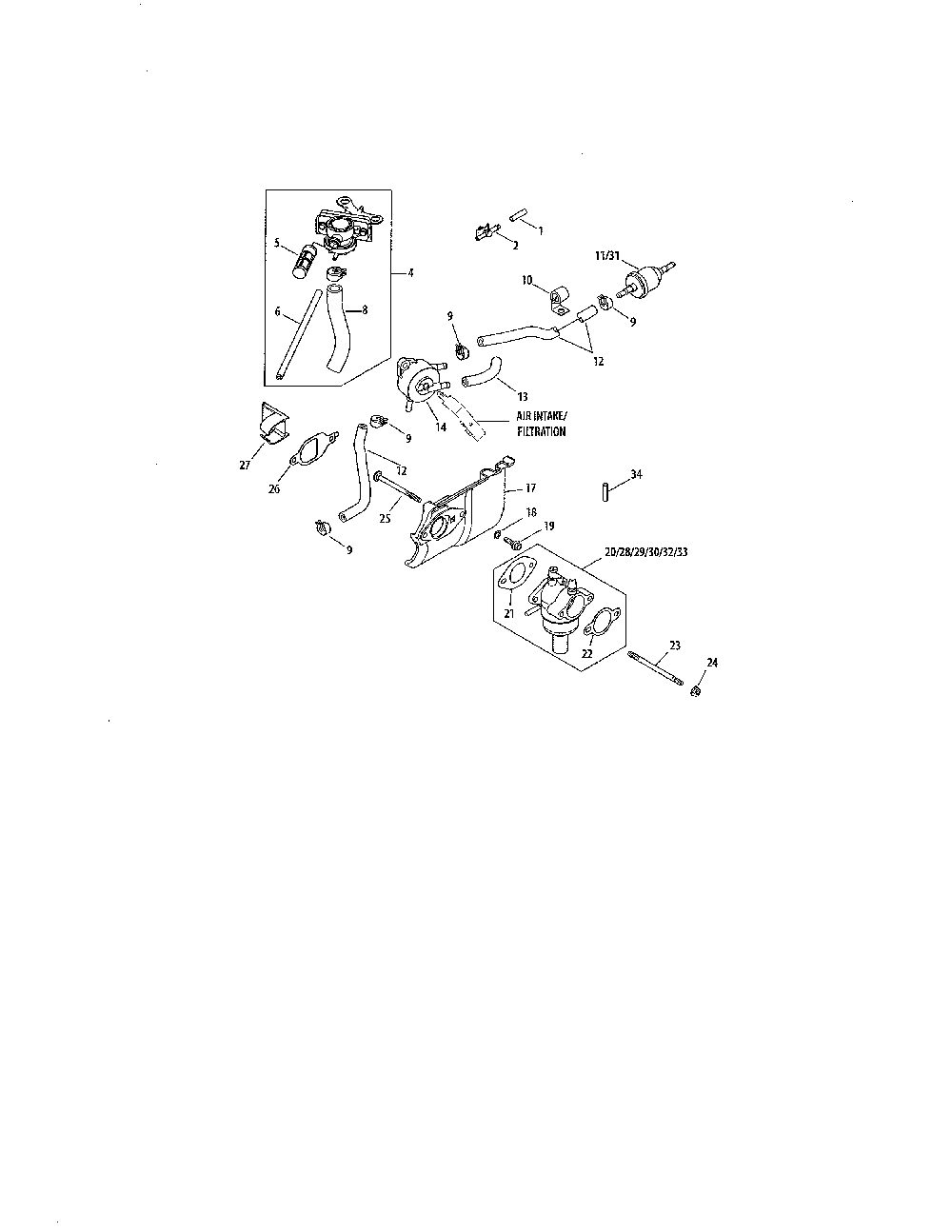 Fuel system Diagram and Parts List for 752KSV5900220  Kohler Engine